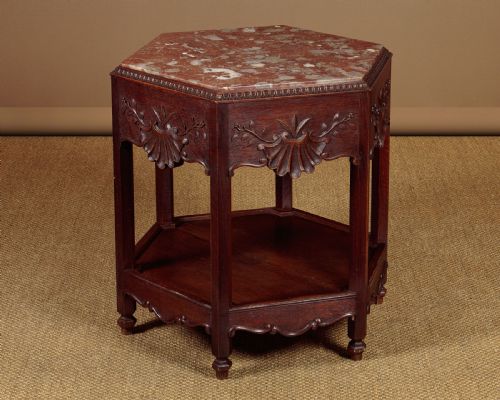 Hexagonal Marble Top Window Table C.1920