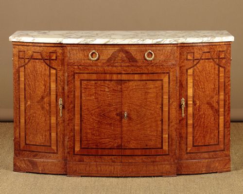 Art Deco Marble Top Bow Front Sideboard C.1930