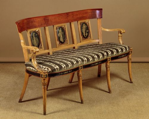 Chairback Settee with Painted Panels C.1920