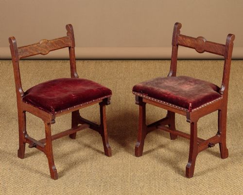 Pair of Gothic Oak Child's Chairs C.1890