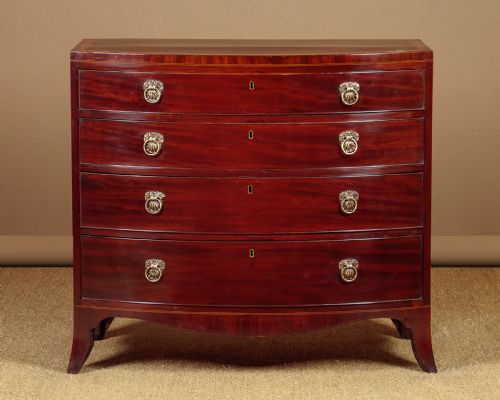 Georgian Mahogany and Satinwood Crossbanded Chest of Drawers C.1800