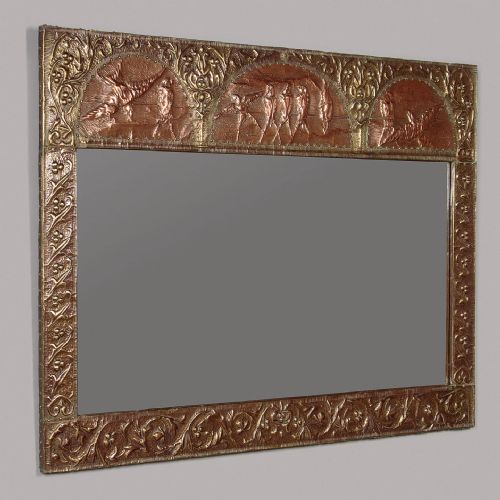 Arts & Crafts Repoussé Brass & Copper Wall Mirror C.1880