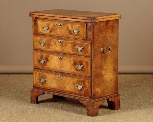 Small Walnut Chest of Drawers with Foldover Top C.1930