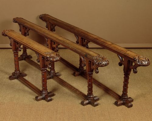 Three Gothic Carved Oak Altar Rails Attributed to Sir George Gilbert Scott C.1870