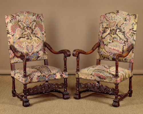 Pair of Large 17th.c. Style Armchairs C.1930