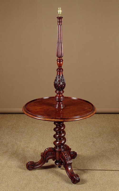 Mahogany Standard Lamp & Wine Table C.1900