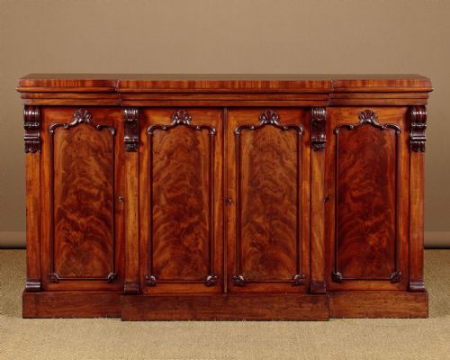 Slim Breakfront Mahogany Sideboard C.1870