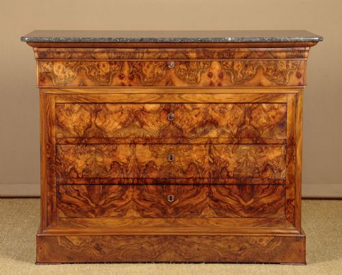 Burr Walnut Secretaire Commode C.1880