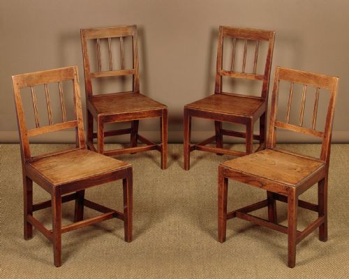 Set of Four Welsh Elm Cottage Dining Chairs C.1820
