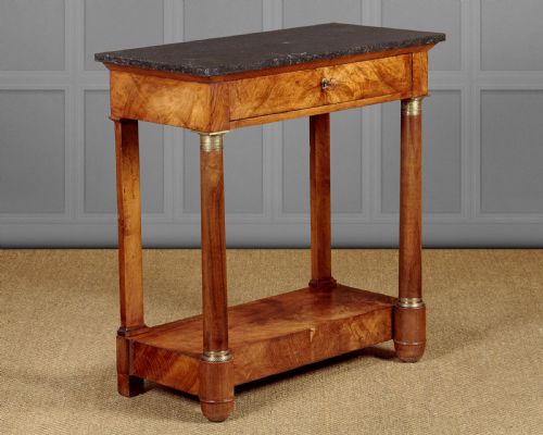 Small Walnut & Marble Top Console Table C.1840