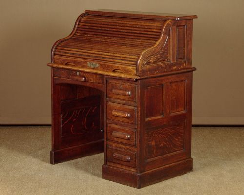Small Oak Roll Top Desk C.1920