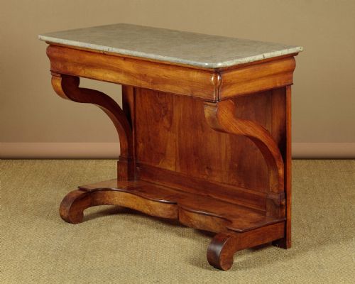 Walnut & Marble Top Console Table C.1860