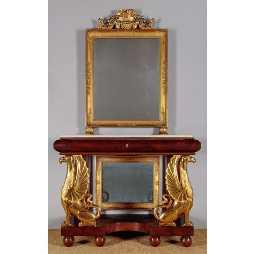 Exceptional Parcel Gilt Console Table with Mirrors C.1820