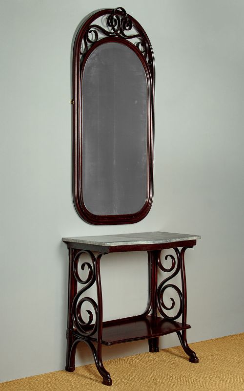 Bentwood Console Table & Mirror by Thonet C.1900