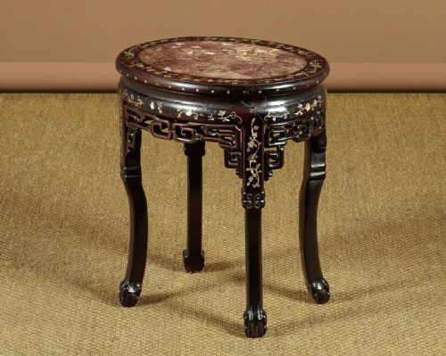 Chinese Hardwood and Marble Top Urn Stand or Side Table C.1890