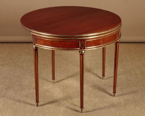 BRASS MOUNTED DOUBLE FOLD OVER GAMES SUPPER TABLE C1920 - ADDITIONAL PHOTO 1