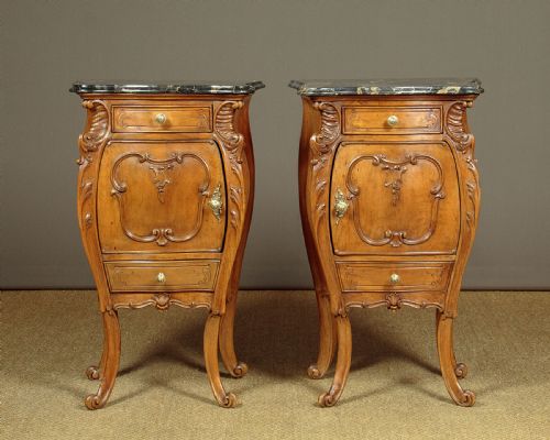 PAIR OF WALNUT BOMBE SIDE CABINETS C1900 - ADDITIONAL PHOTO 1