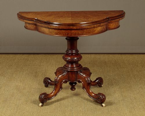 Burr Walnut Fold Over Games Table C.1880