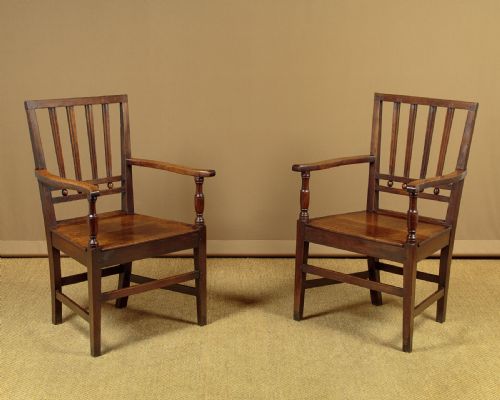 Pair of Welsh Oak Armchairs C.1810