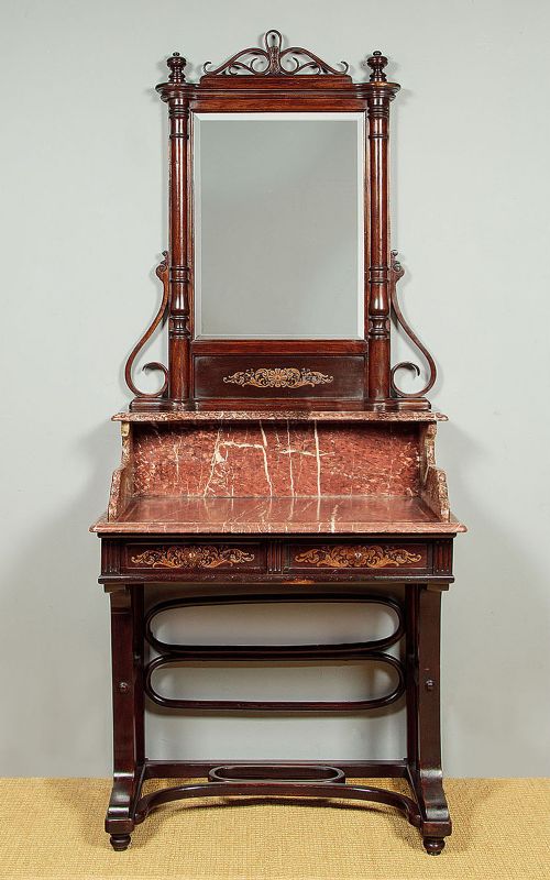 Marble Top Bentwood Dressing Table & Mirror C.1890