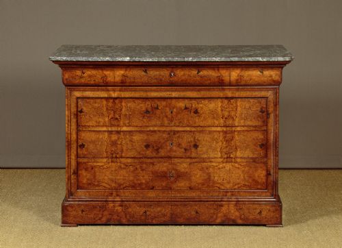 Burr Walnut & Marble Top Commode C.1860