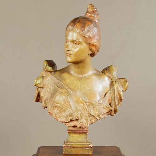 Chalk Portrait Bust of a Young Woman C.1890