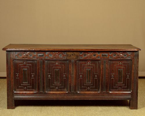 Large Carved Oak Coffer C.1760