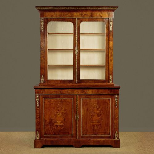 Inlaid and Brass Mounted Walnut Bookcase C.1880