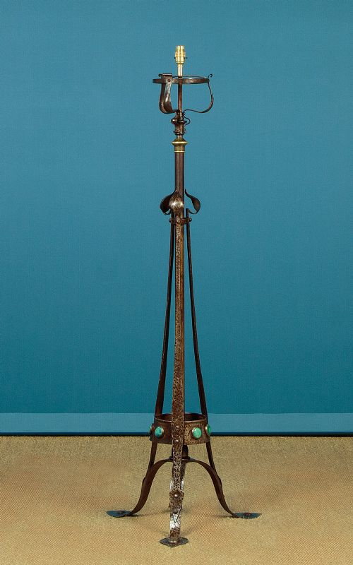 Arts & Crafts Wrought Iron Standard Lamp C.1900