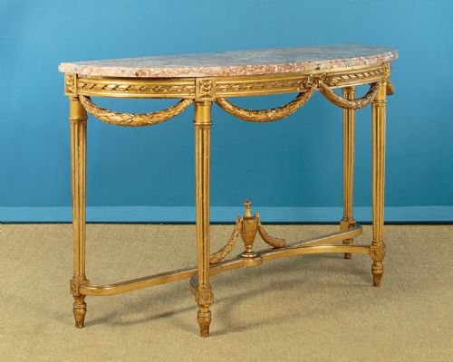 Giltwood & Marble Top Console Table C.1910
