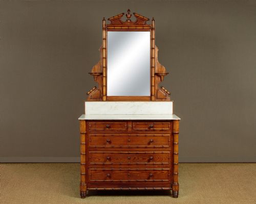 Faux Bamboo Dressing Table Chest of Drawers C.1890