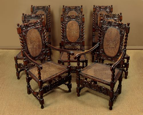 Set of 8 Charles II Style Dining Chairs C.1930