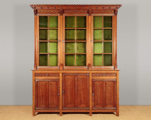 Tall Gothic Oak Bookcase C.1910
