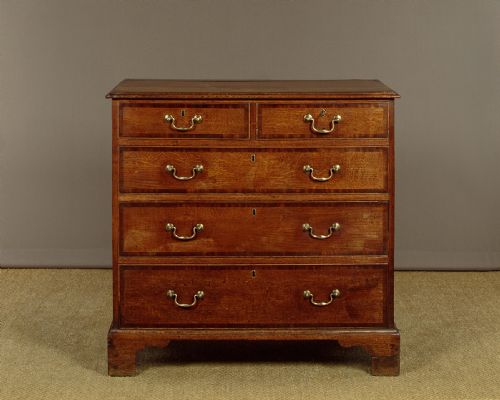 Oak & Mahogany Crossbanded Chest of Drawers C.1800
