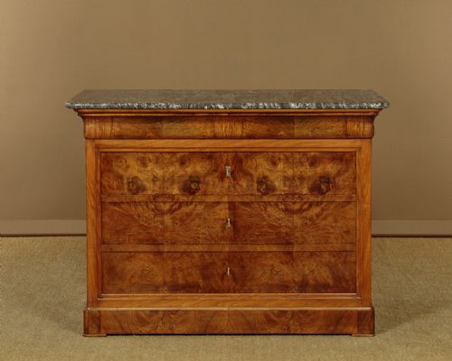 Burr Walnut & Marble Top Commode C.1860