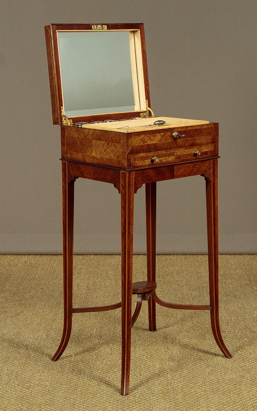 Mahogany Vanity Table with Silver Manicure Set C.1911