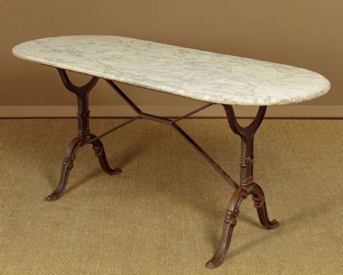 French Cast Iron & Marble Top Bistro Table C.1920