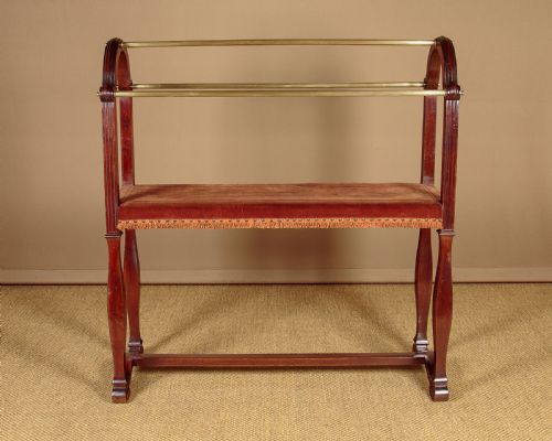 MAHOGANY BRASS CLOTHES STAND C1900 - ADDITIONAL PHOTO 2
