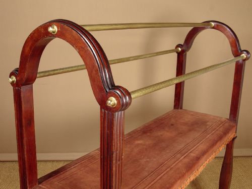 MAHOGANY BRASS CLOTHES STAND C1900 - ADDITIONAL PHOTO 3