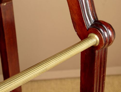 MAHOGANY BRASS CLOTHES STAND C1900 - ADDITIONAL PHOTO 4