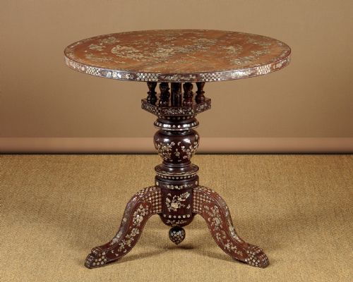 Exceptional Anglo-chinese Pearl Inlaid Centre Table C.1890