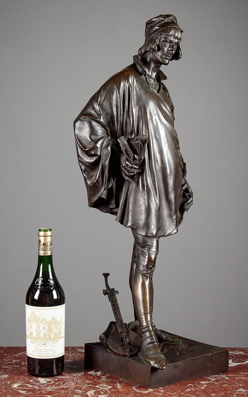 fig 1. Large Bronze Figure of The Poet Villon by Jean Etcheto c.1920