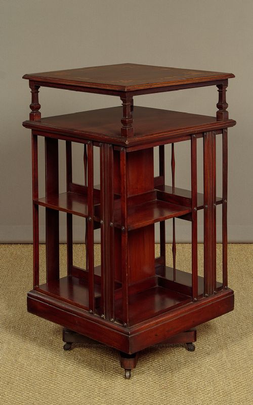Art Nouveau Inlaid Revolving Bookcase by Shapland & Petter C.1910