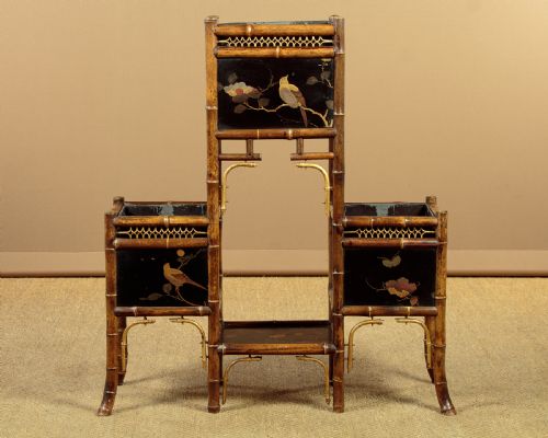 Bamboo & Lacquer Work Jardinière C.1890