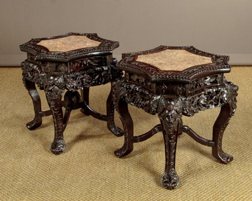 Pair of Chinese Urn Stands C.1890