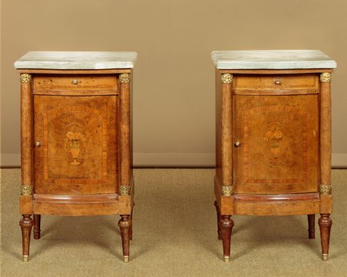 Pair of Marble Top Side Cabinets C.1930