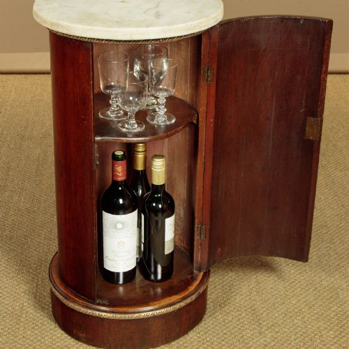 MARBLE TOP CYLINDER PEDESTAL CABINET C1880 - ADDITIONAL PHOTO 4