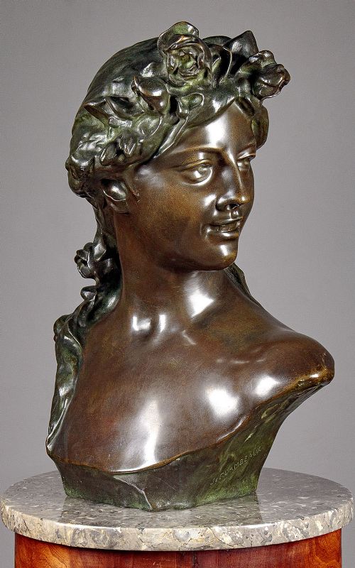 Bronze Bust of a Young Woman by Lambeaux C.1900