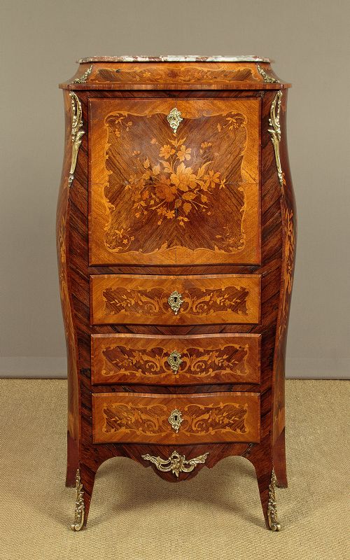 Small Marquetry Inlaid Secretaire Abattant C.1920