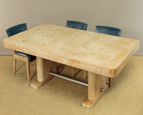 fig 1. Art Deco Limed Oak Extending Dining Table c.1930